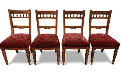 4 VICTORIAN CARVED DINING CHAIRS