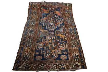 APPROX 3' 6" x 5' 6" HANDMADE WOOL RUG
