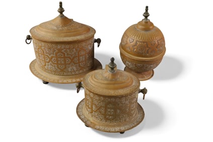 3 PERSIAN METAL TABLE ITEMS