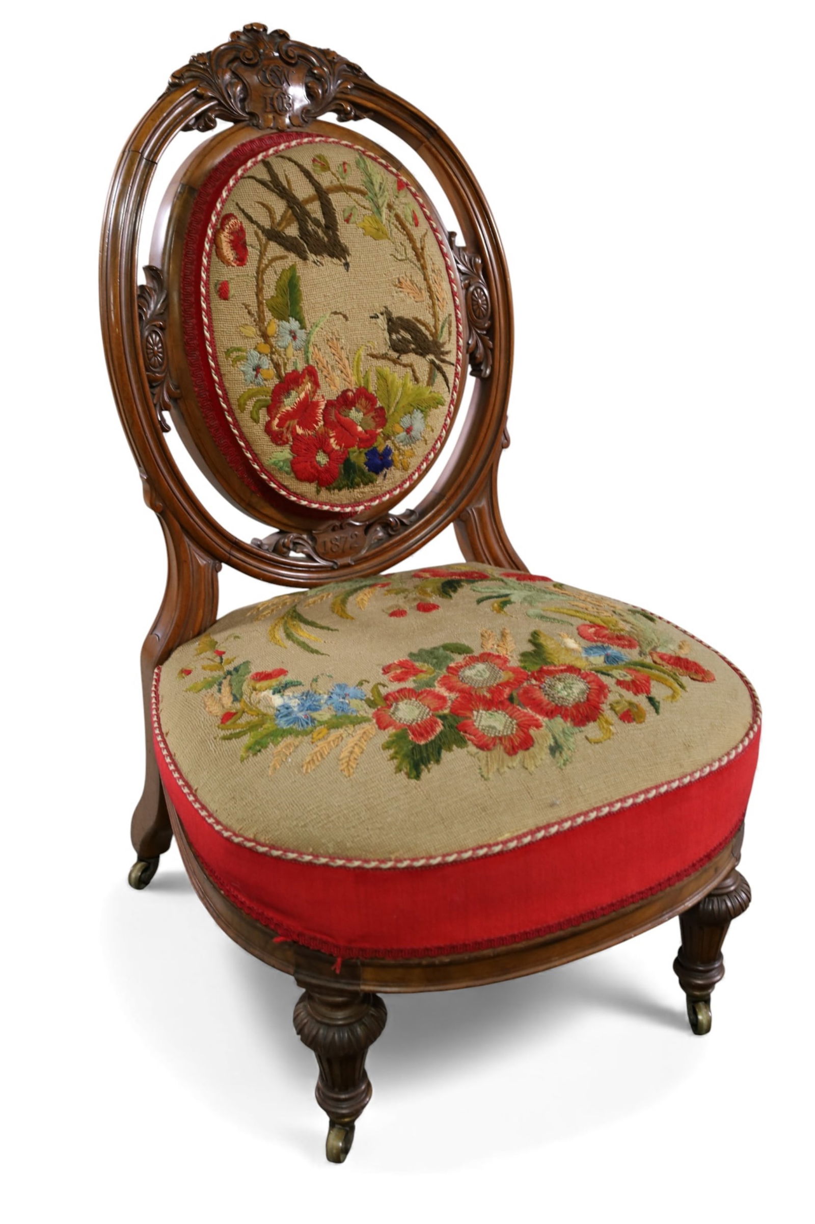 FANCY VICTORIAN NEEDLEPOINT SIDE CHAIR (1 of 3)