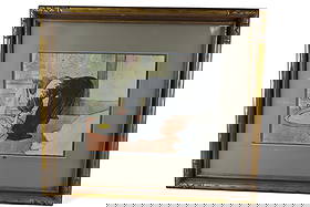 HENRI DE TOULOUSE-LAUTREC LITHOGRAPH: TITLED FEMME AU TUB. No. 597/1250. 20" x 15 1/2" IMAGE SIZE / 34" x 30" IN FRAME.