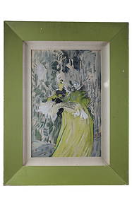 HENRI DE TOULOUSE-LAUTREC LITHOGRAPH: TITLED MAY BELFORT AND CAT. 27" x 35" IN FRAME.