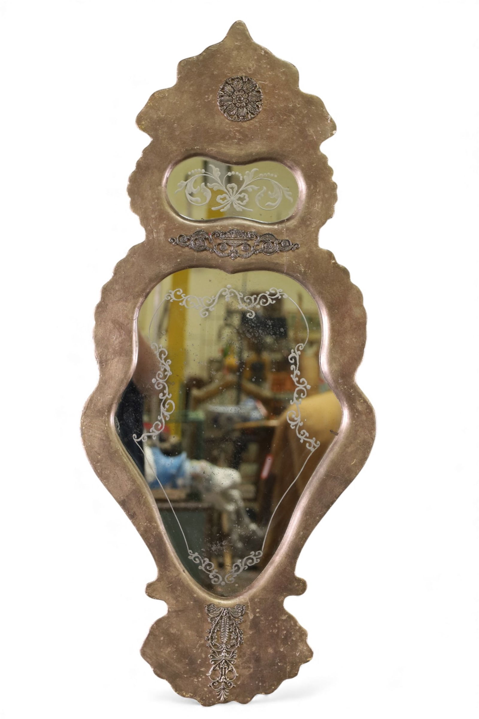 SILVER GILT WALL MIRROR (1 of 2)