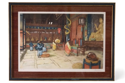 INTERIOR SCENE LITHOGRAPH