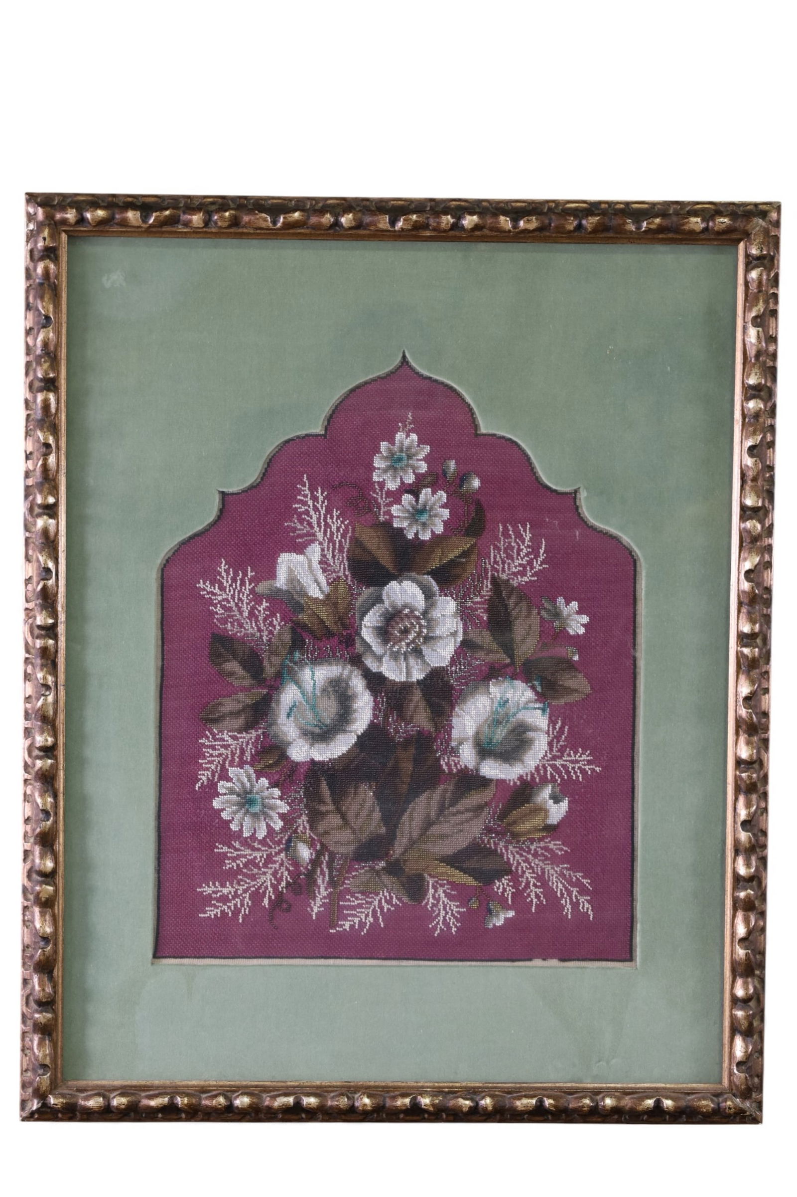 FRAMED VICTORIAN BEADED EMBROIDERY (1 of 2)