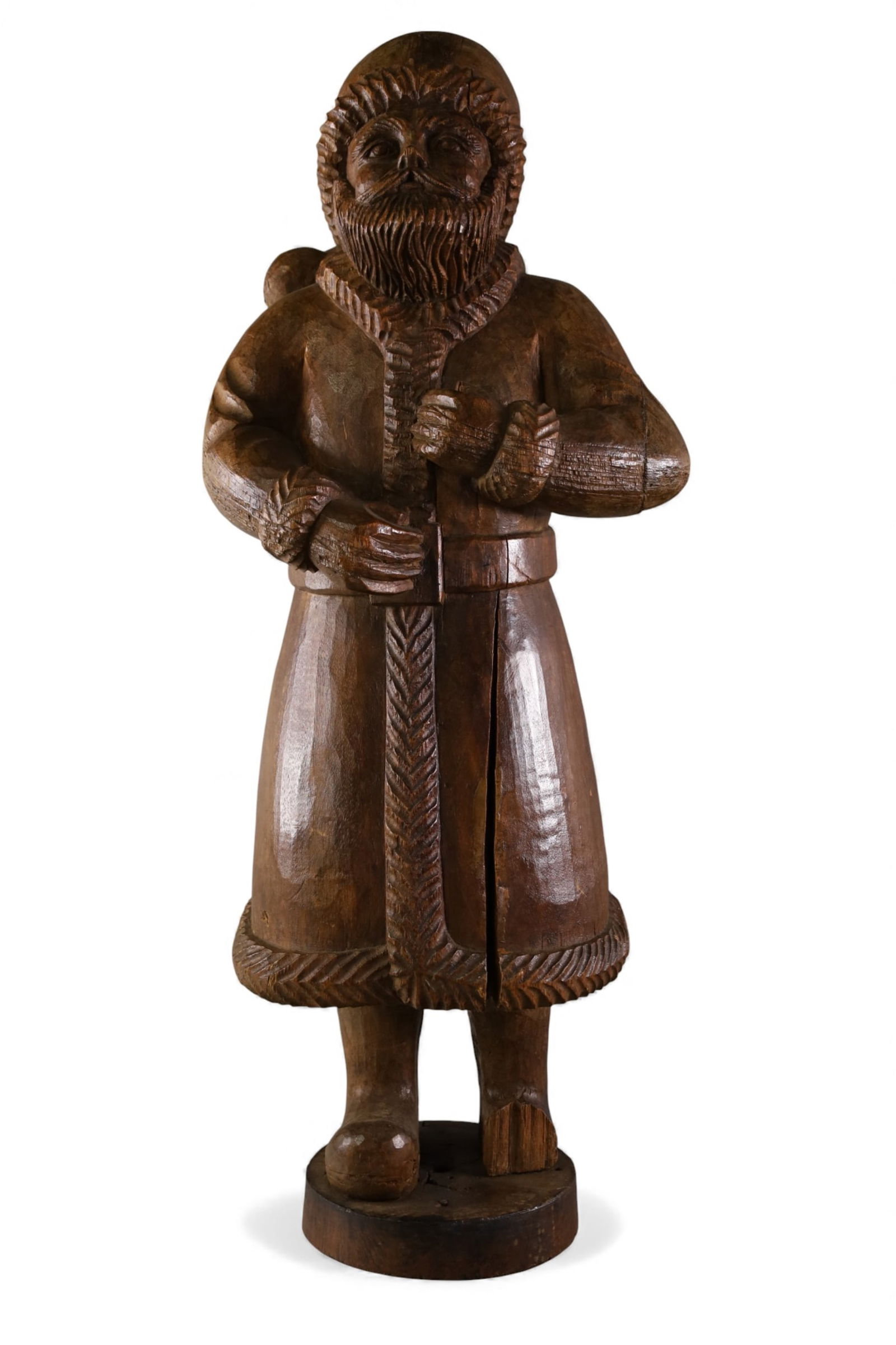 LARGE ANTIQUE CARVED WOOD SANTA CLAUS (1 of 3)