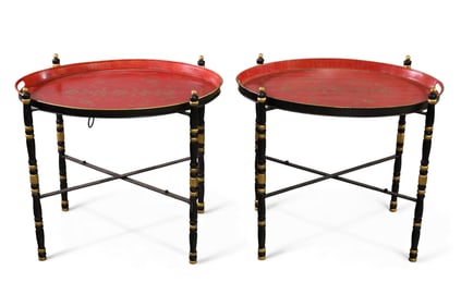 PAIR OF TOLE TRAY TABLES