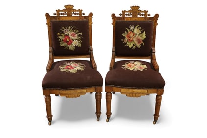 PAIR OF VICTORIAN NEEDLEPOINT CHAIRS