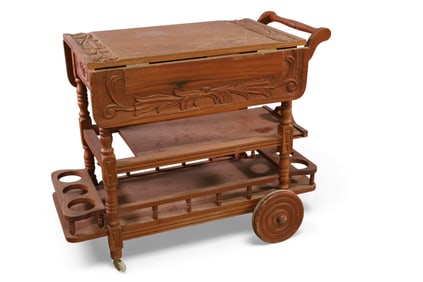 CARVED BAR CART