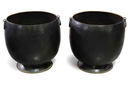 PAIR OF LARGE METAL PLANTERS