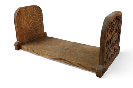 CARVED OAK BOOK RACK