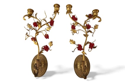PAIR OF GILT METAL SCONCES