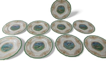 9 BAVARIAN FISH PLATES