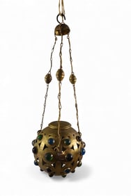 BRASS & JEWELED HANGING LIGHT