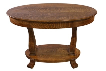 1900'S AM. OAK LIBRARY TABLE