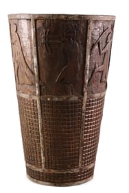 FOLK ART WASTE BASKET