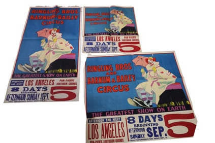 3 RINGLING BROS & BARNUM & BAILEY CIRCUS POSTERS