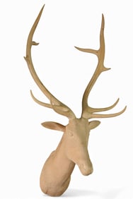 LARGE CARVED WOOD DEER MOUNT