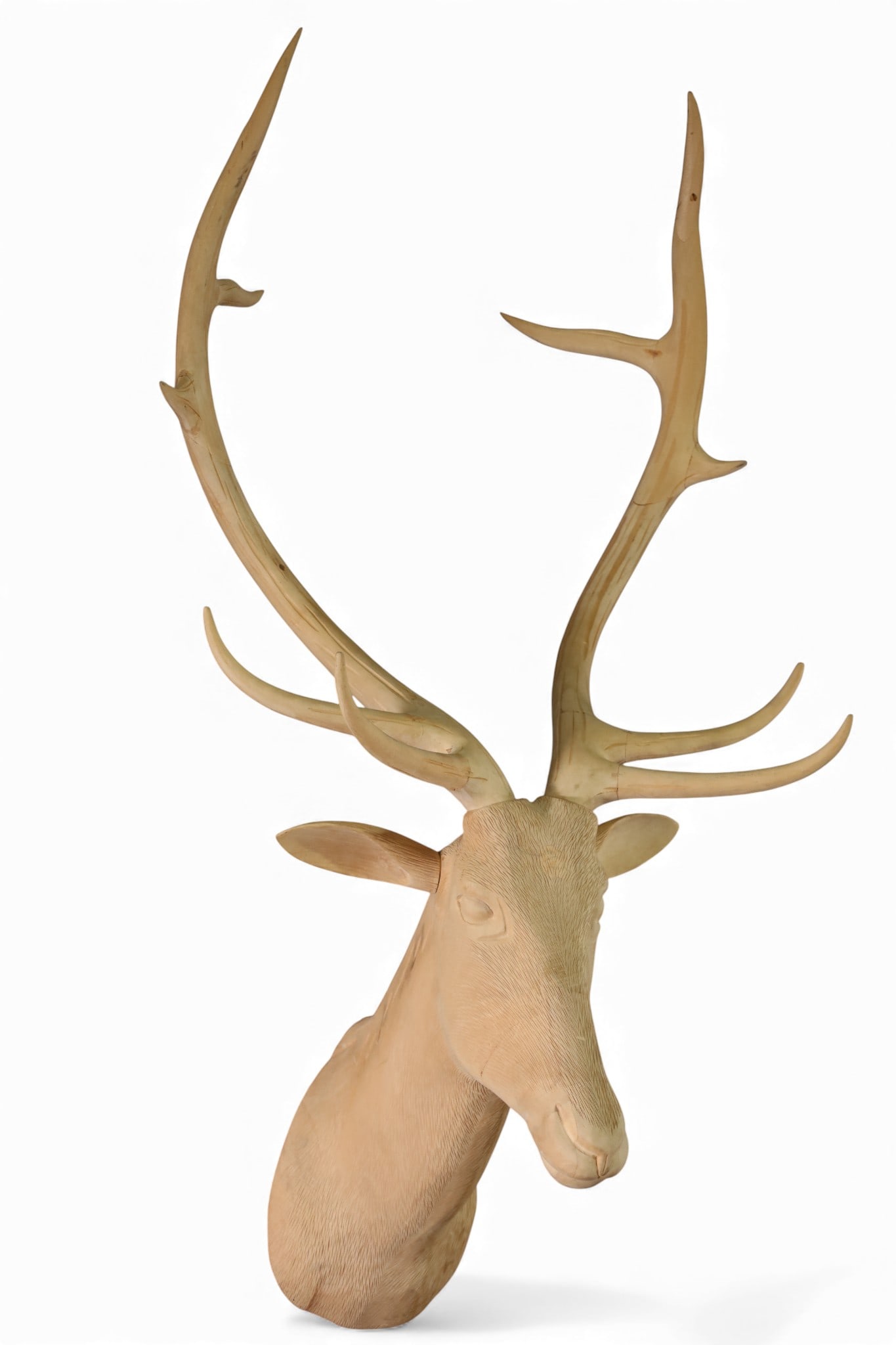 LARGE CARVED WOOD DEER MOUNT (1 of 2)
