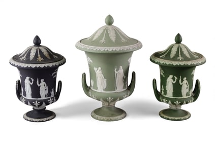 3 WEDGWOOD CAMPANA URNS