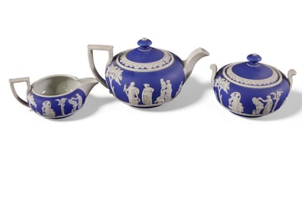 3 PC COBALT WEDGWOOD TEA SET
