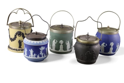 5 WEDGWOOD BISCUIT JARS