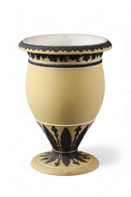 YELLOW & BLACK WEDGWOOD TRUMPET VASE