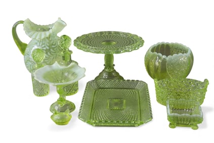 10 PIECES OF VASELINE GLASS