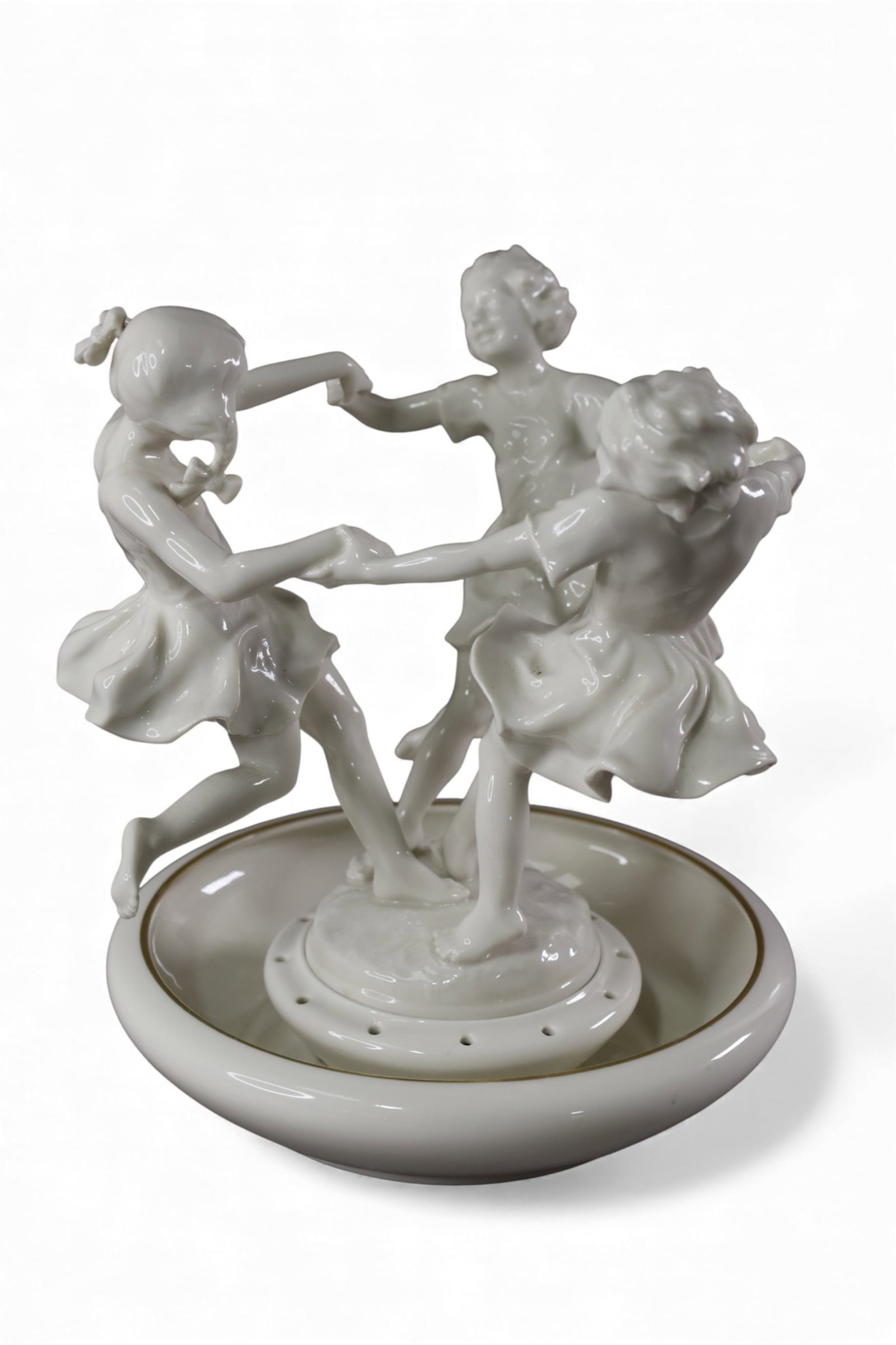 HUTSCHENREUTHER MAY DANCE: TITLED MAY DANCE, FIGURAL CENTERPIECE, MARKED ON BASE. 10" H.