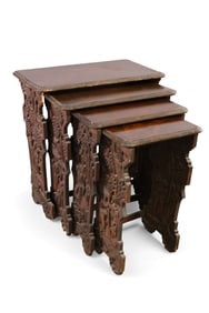 SET OF CARVED NESTING TABLES (AS IS)