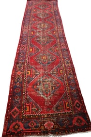 APPROX 3' 5" x 12' 7" HANDMADE WOOL RUG