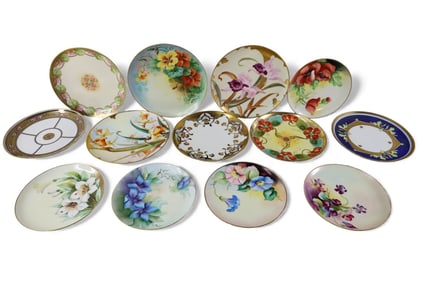 13 HAND PAINTED PLATES