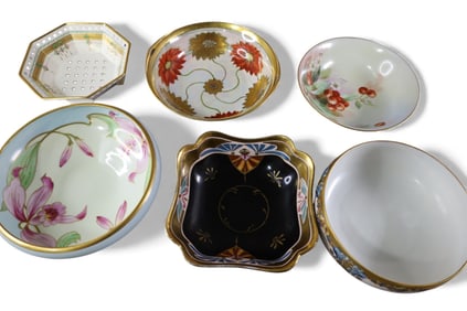 6 HAND PAINTED PORCELAIN BOWLS