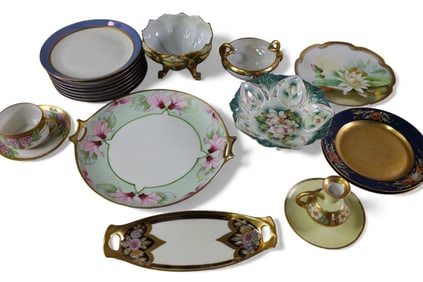 COLLECTION OF HAND PAINTED PORCELAIN