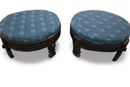 PAIR OF LARGE CHUKKI OTTOMANS