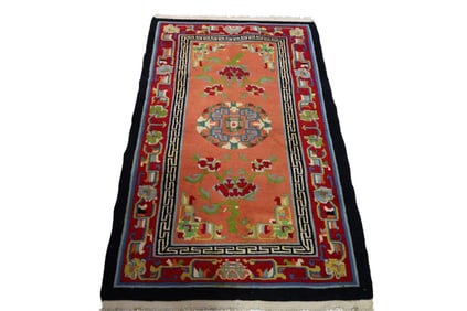 APPROX 3' x 5' HANDMADE WOOL RUG