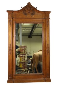 LARGE ANTIQUE OAK WALL MIRROR