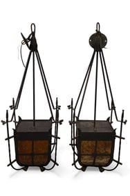 PAIR OF LARGE SPANISH STYLE HANGING LIGHTS