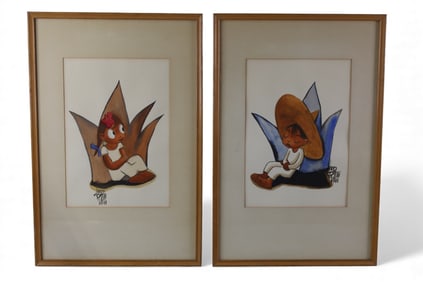 2 LEO POLITI WATERCOLORS