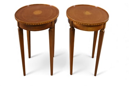 PAIR OF INLAID LAMP TABLES