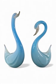 PAIR OF MURANO SWANS