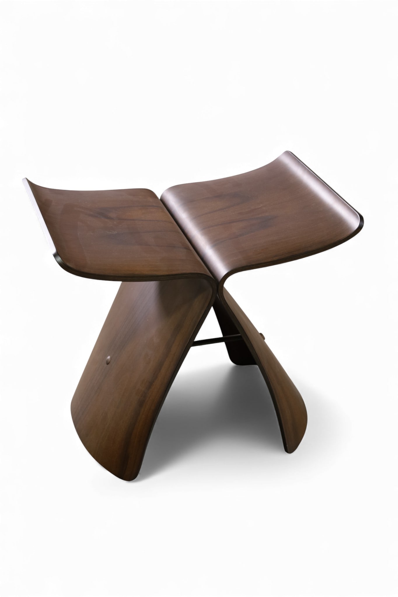 SORI YANAGI TENDO STOOL: BUTTERFLY STOOL BY SORI YANAGI TENDO. 17" W x 12" D x 15" H.