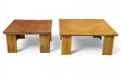2 BAMBOO AND RATTAN END TABLES
