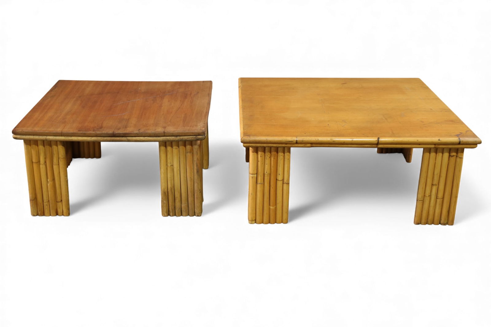 2 BAMBOO AND RATTAN END TABLES (1 of 6)