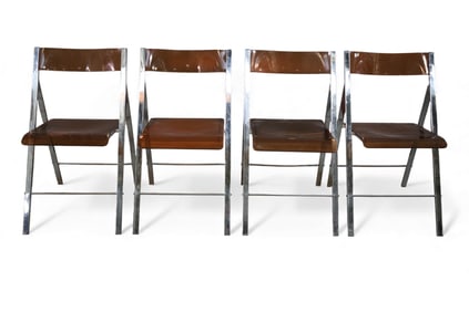 SET OF 4 ACRYLIC & CHROME FOLDING CHAIRS