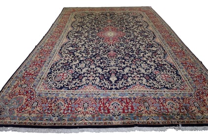 APPROX 11' 6" x 17" HANDMADE WOOL RUG