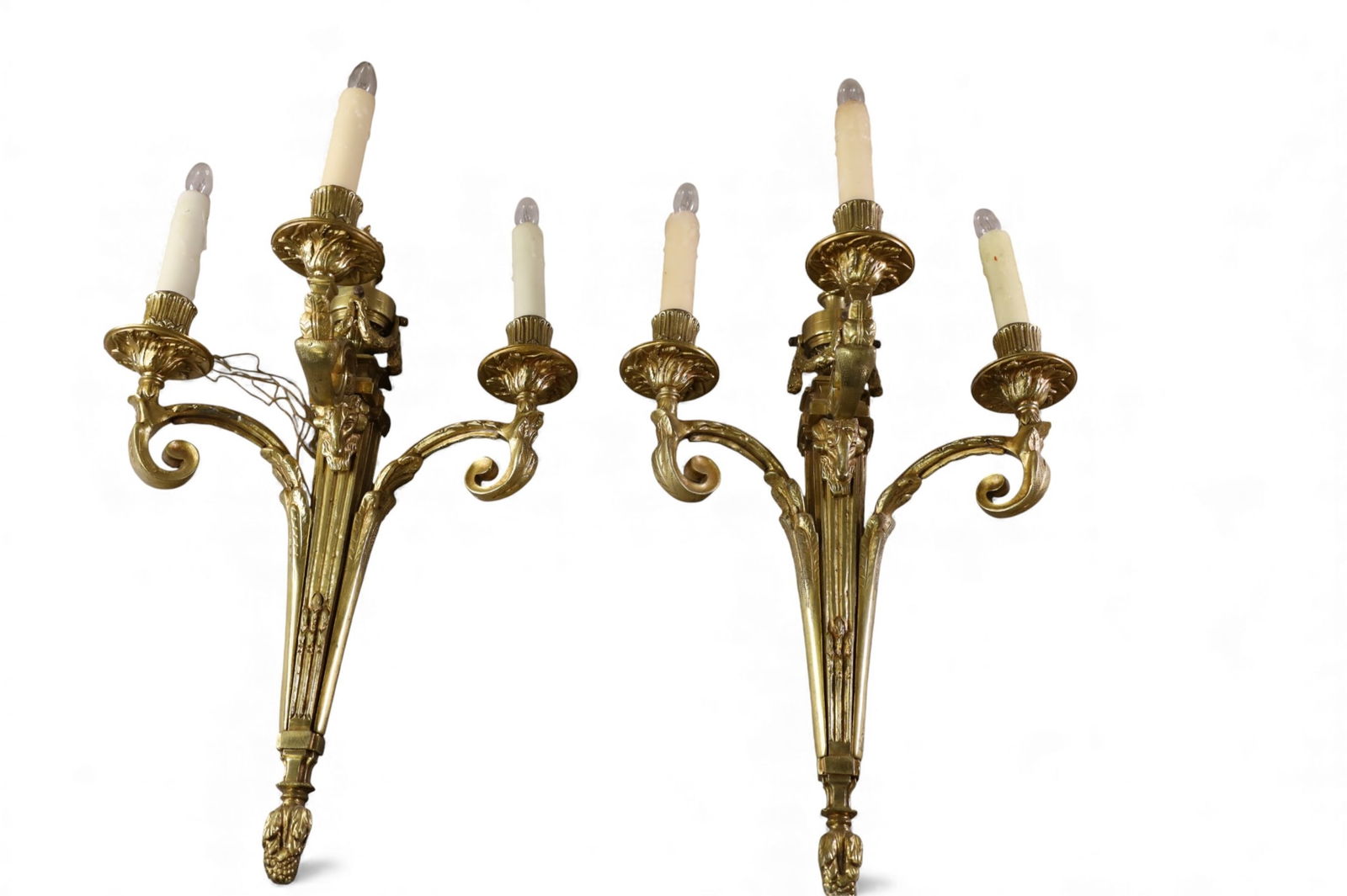 PAIR OF FRENCH BRONZE WALL SCONCES (1 of 5)