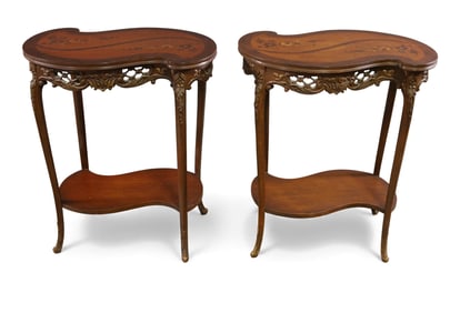 PAIR OF INLAID FRENCH STYLE LAMP TABLES