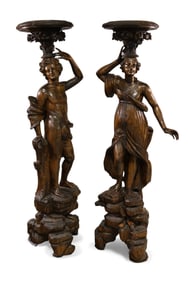 PAIR OF 19TH C. CARVED WOODEN PEDESTALS