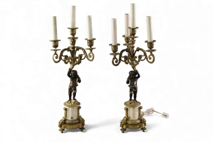PAIR OF 19TH CENTURY BRONZE CANDELABRAS